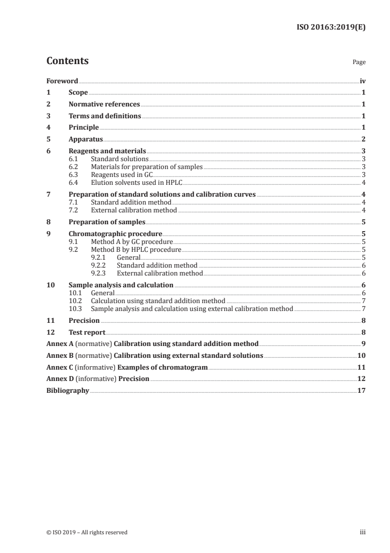 ISO 20163:2019 ISO 20163:2019 - Vulcanized rubber — Determination of free sulfur by gas chromatography (GC) and high performance liquid chromatography (HPLC)/24/2019 - Page 3 preview