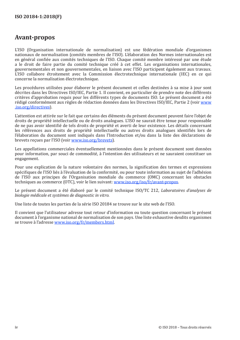 ISO 20184-1:2018 ISO 20184-1:2018 - Analyses de diagnostic moléculaire in vitro — Spécifications relatives aux processus préanalytiques pour les tissus congelés — Partie 1: ARN extrait/22/2018 - Page 4 preview