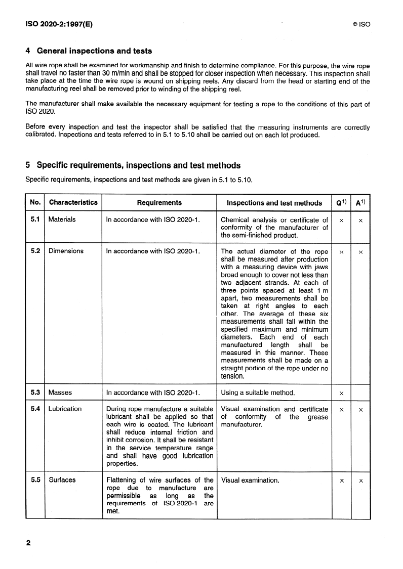 ISO 2020-2:1997 ISO 2020-2:1997 - Aerospace — Preformed flexible steel wire rope for aircraft controls — Part 2: Technical specification/4/1997 - Page 4 preview