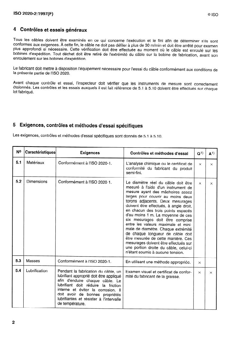 ISO 2020-2:1997 ISO 2020-2:1997 - Aéronautique et espace — Câbles en acier souples préformés pour commandes d'aéronefs — Partie 2: Spécifications techniques/4/1997 - Page 4 preview