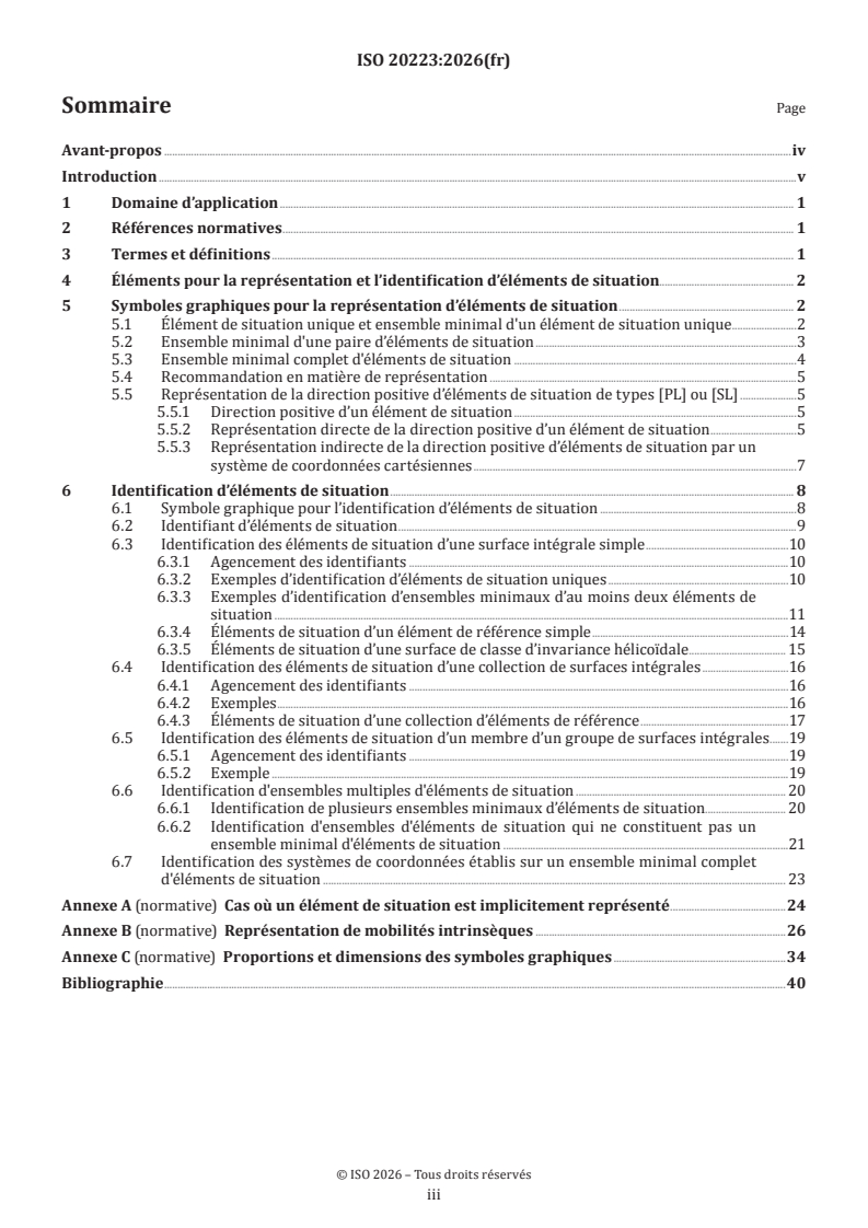 ISO 20223:2026 ISO 20223:2026 - Documentation technique de produits (DTP) — Représentation et identification des éléments de situation - Page 3 preview