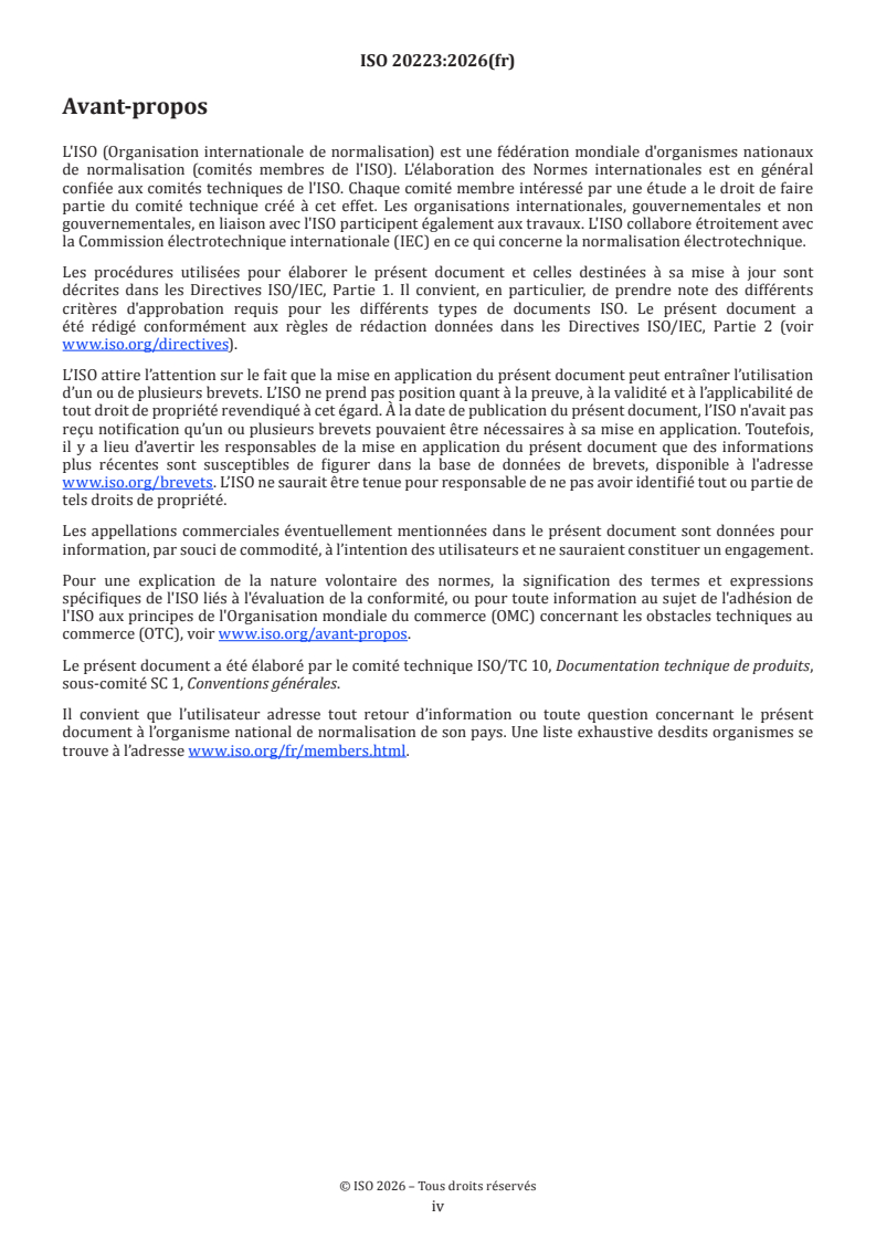 ISO 20223:2026 ISO 20223:2026 - Documentation technique de produits (DTP) — Représentation et identification des éléments de situation - Page 4 preview