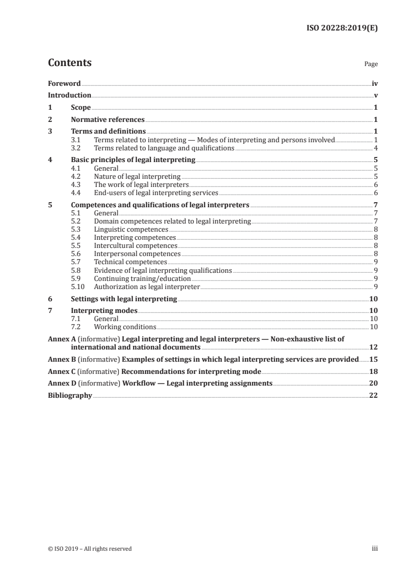 ISO 20228:2019 ISO 20228:2019 - Interpreting services — Legal interpreting — Requirements/11/2019 - Page 3 preview