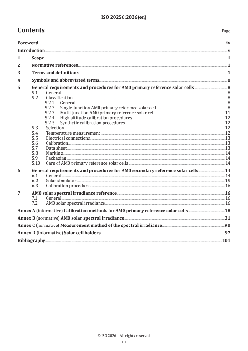 ISO 20256:2026 ISO 20256:2026 - Space systems — Solar cells — Calibration procedures - Page 3 preview