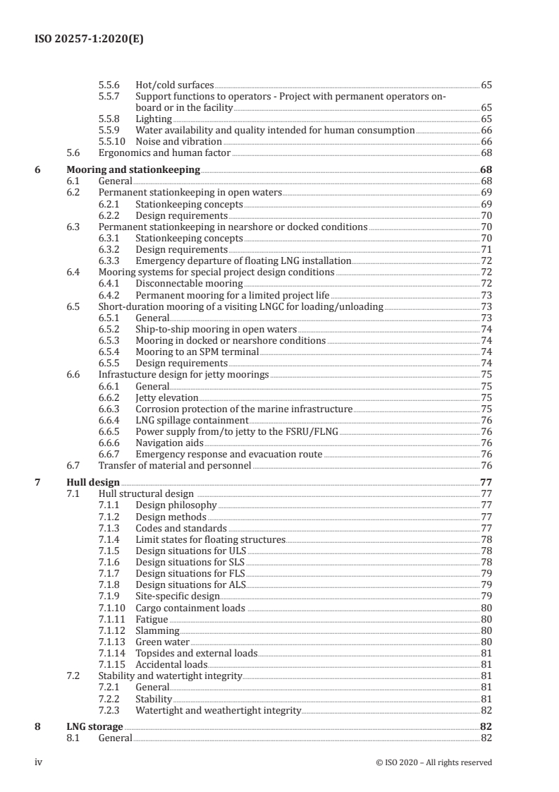 ISO 20257-1:2020 ISO 20257-1:2020 - Installation and equipment for liquefied natural gas — Design of floating LNG installations — Part 1: General requirements/5/2020 - Page 4 preview
