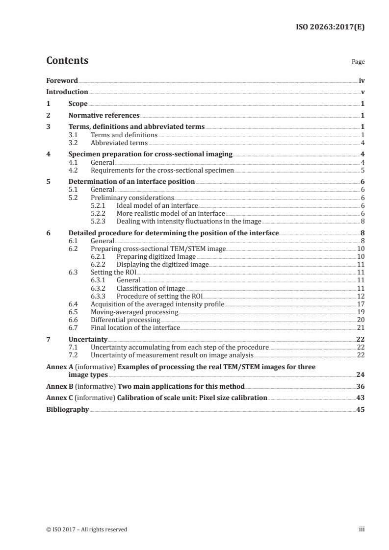 ISO 20263:2017 ISO 20263:2017 - Microbeam analysis — Analytical electron microscopy — Method for the determination of interface position in the cross-sectional image of the layered materials/1/2017 - Page 3 preview