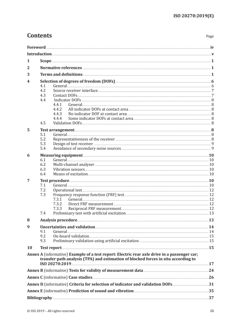 ISO 20270:2019 ISO 20270:2019 - Acoustics — Characterization of sources of structure-borne sound and vibration — Indirect measurement of blocked forces/6/2019 - Page 3 preview