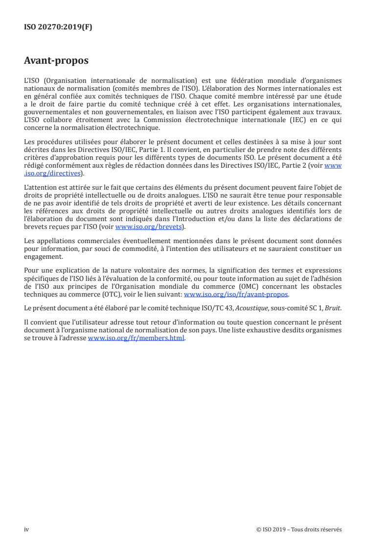 ISO 20270:2019 ISO 20270:2019 - Acoustique — Caractérisation des sources de bruit solidien et de vibrations — Mesurage indirect des forces bloquées/7/2020 - Page 4 preview