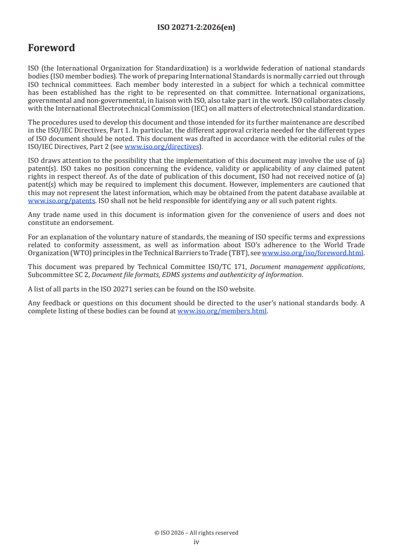 ISO 20271-2:2026 ISO 20271-2:2026 - Document management — Reference model for long-term preservation of textual documents — Part 2: Fundamentals - Page 4 preview