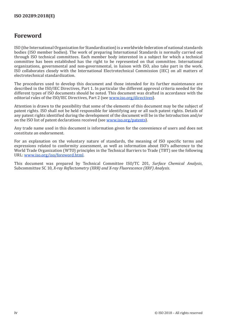ISO 20289:2018 ISO 20289:2018 - Surface chemical analysis — Total reflection X-ray fluorescence analysis of water/15/2018 - Page 4 preview