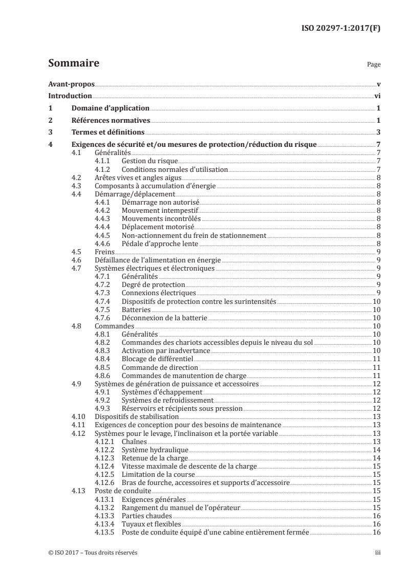 ISO 20297-1:2017 ISO 20297-1:2017 - Chariots de manutention — Chariots embarqués sur porteur routier — Partie 1: Exigences de sécurité et vérification/20/2019 - Page 3 preview
