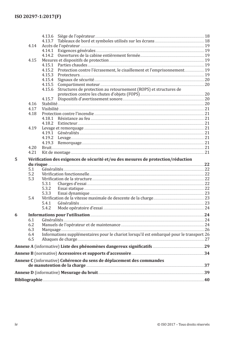 ISO 20297-1:2017 ISO 20297-1:2017 - Chariots de manutention — Chariots embarqués sur porteur routier — Partie 1: Exigences de sécurité et vérification/20/2019 - Page 4 preview