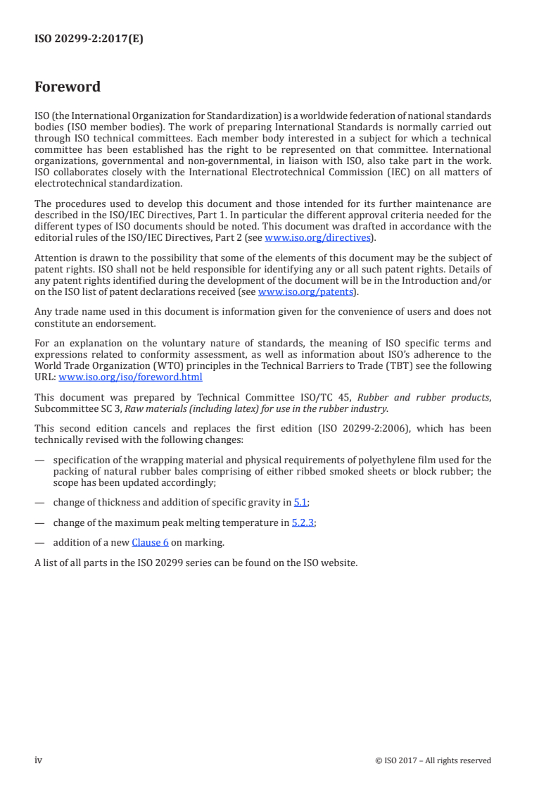 ISO 20299-2:2017 ISO 20299-2:2017 - Film for wrapping rubber bales — Part 2: Natural rubber/26/2017 - Page 4 preview