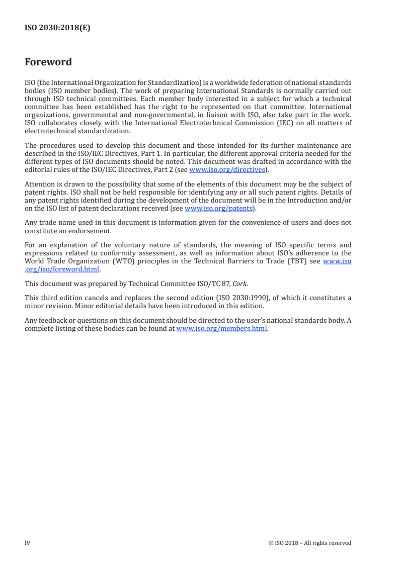 ISO 2030:2018 ISO 2030:2018 - Granulated cork — Size analysis by mechanical sieving/17/2018 - Page 4 preview