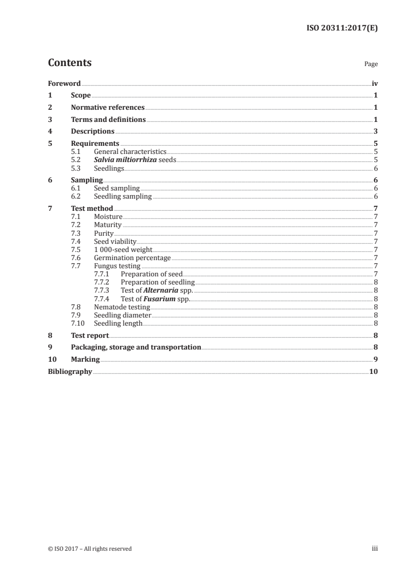 ISO 20311:2017 ISO 20311:2017 - Traditional Chinese medicine — Salvia miltiorrhiza seeds and seedlings/6/2017 - Page 3 preview
