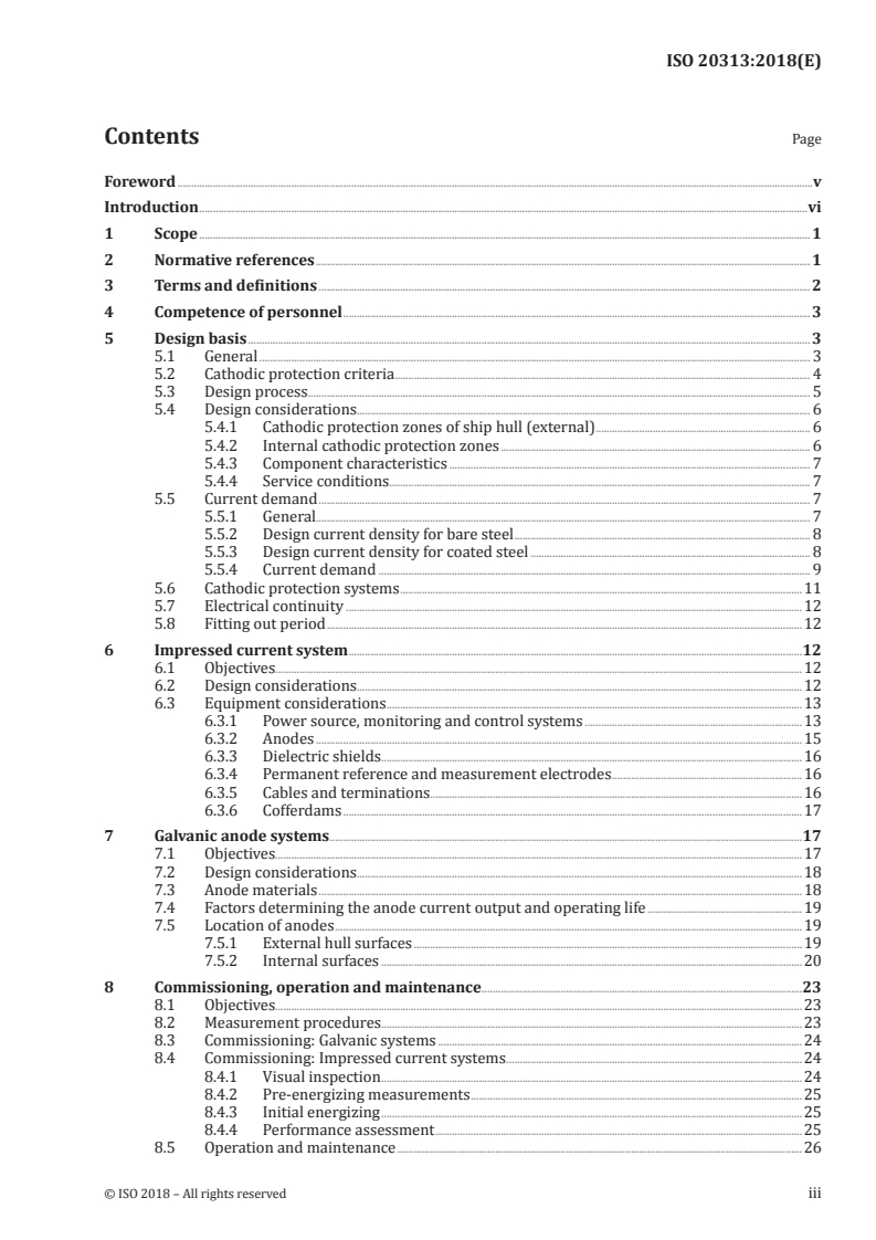 ISO 20313:2018 ISO 20313:2018 - Ships and marine technology — Cathodic protection of ships/8/2018 - Page 3 preview