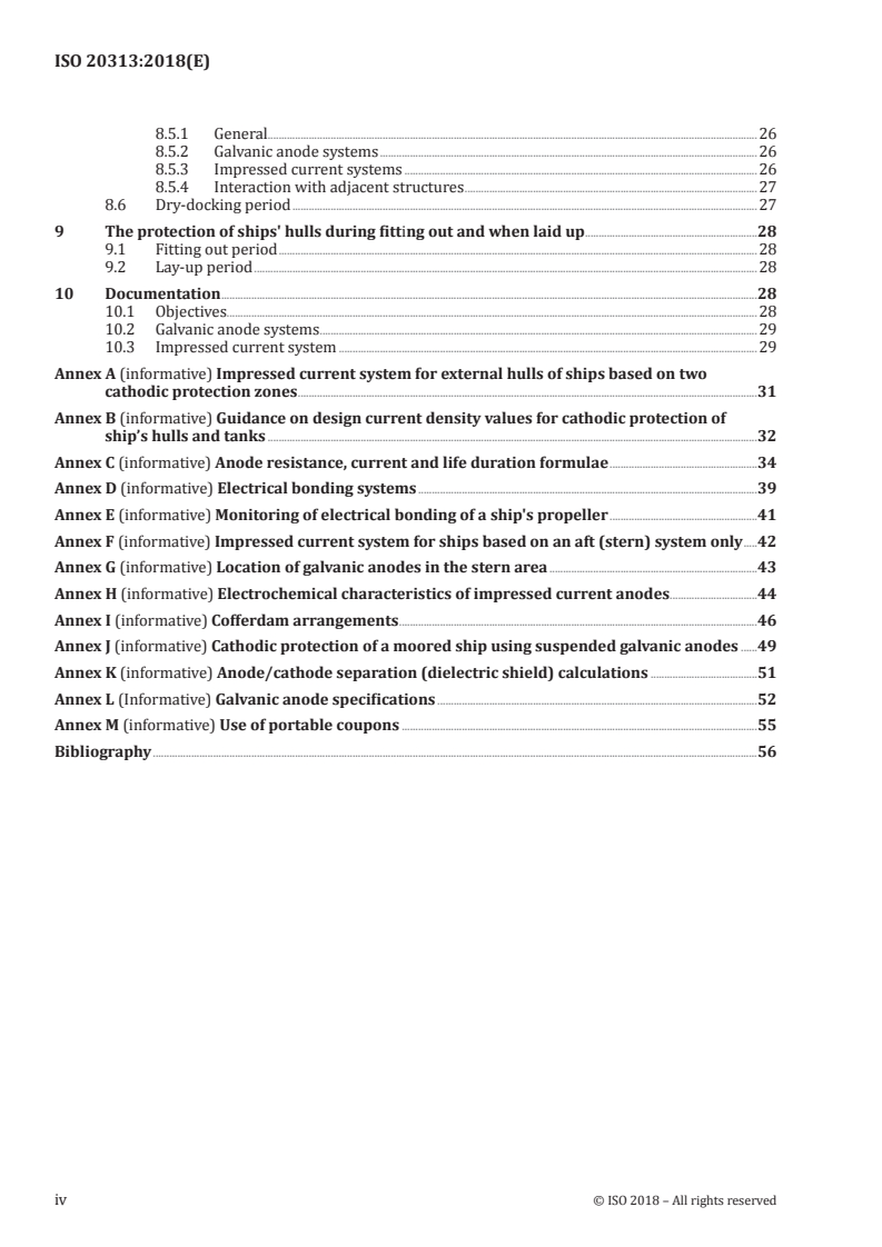 ISO 20313:2018 ISO 20313:2018 - Ships and marine technology — Cathodic protection of ships/8/2018 - Page 4 preview