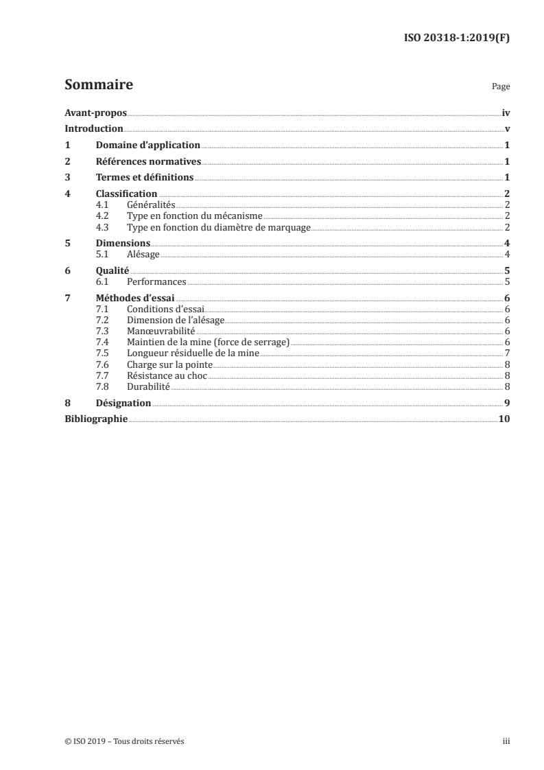 ISO 20318-1:2019 ISO 20318-1:2019 - Porte-mines et mines pour usage général — Classification, dimensions, qualité et méthodes d'essai — Partie 1: Porte-mines/26/2019 - Page 3 preview