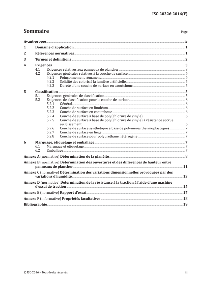 ISO 20326:2016 ISO 20326:2016 - Revêtements de sol résilients — Spécifications des panneaux de plancher/assemblages pour pose flottante/20/2018 - Page 3 preview