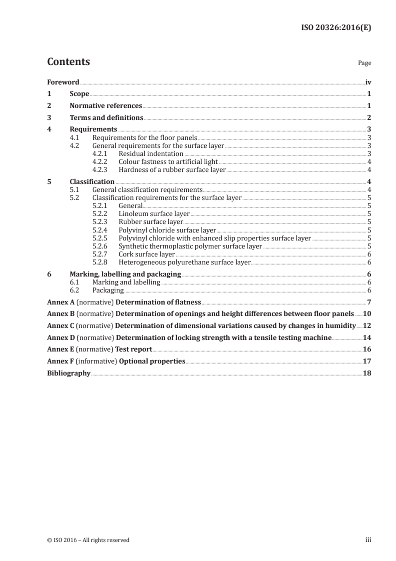 ISO 20326:2016 ISO 20326:2016 - Resilient floor coverings — Specification for floor panels/assembly for loose laying/9/2016 - Page 3 preview