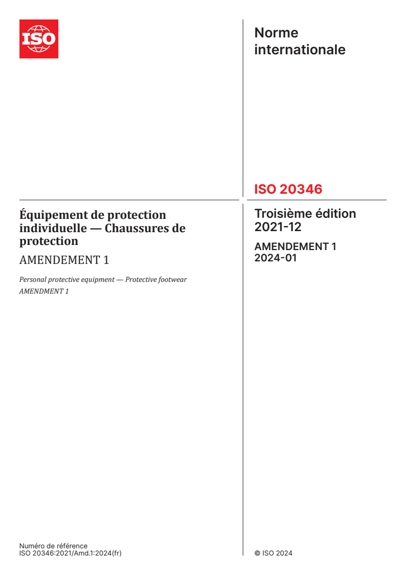 ISO 20346:2021/Amd 1:2024 ISO 20346:2021/Amd 1:2024 - Équipement de protection individuelle — Chaussures de protection — Amendement 1
Released:2/6/2024 - Page 1 preview