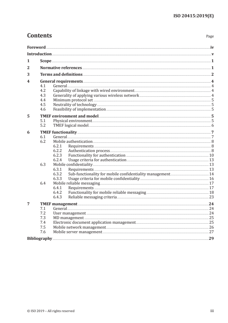 ISO 20415:2019 ISO 20415:2019 - Trusted mobile e-document framework — Requirements, functionality and criteria for ensuring reliable and safe mobile e-business/10/2019 - Page 3 preview