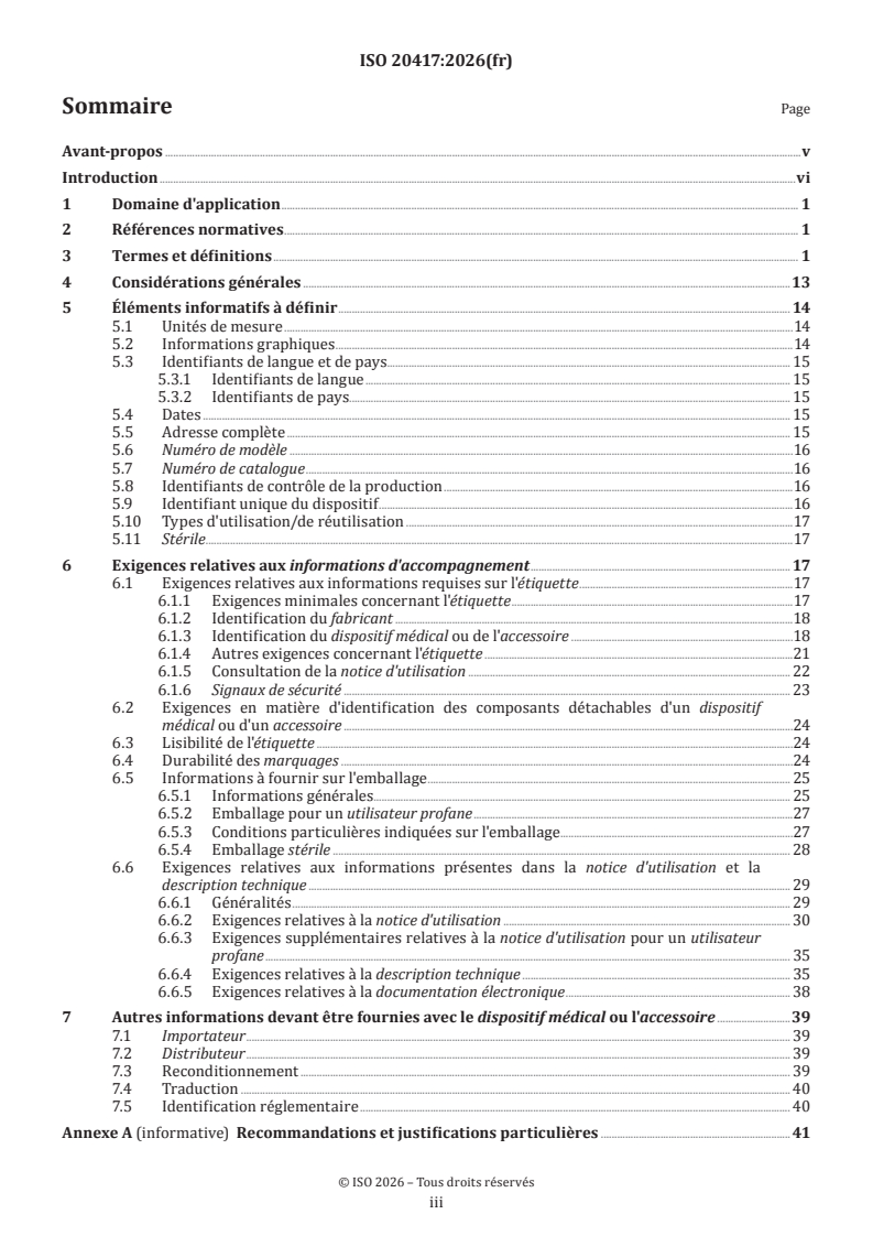ISO 20417:2026 ISO 20417:2026 - Dispositifs médicaux — Informations à fournir par le fabricant - Page 3 preview