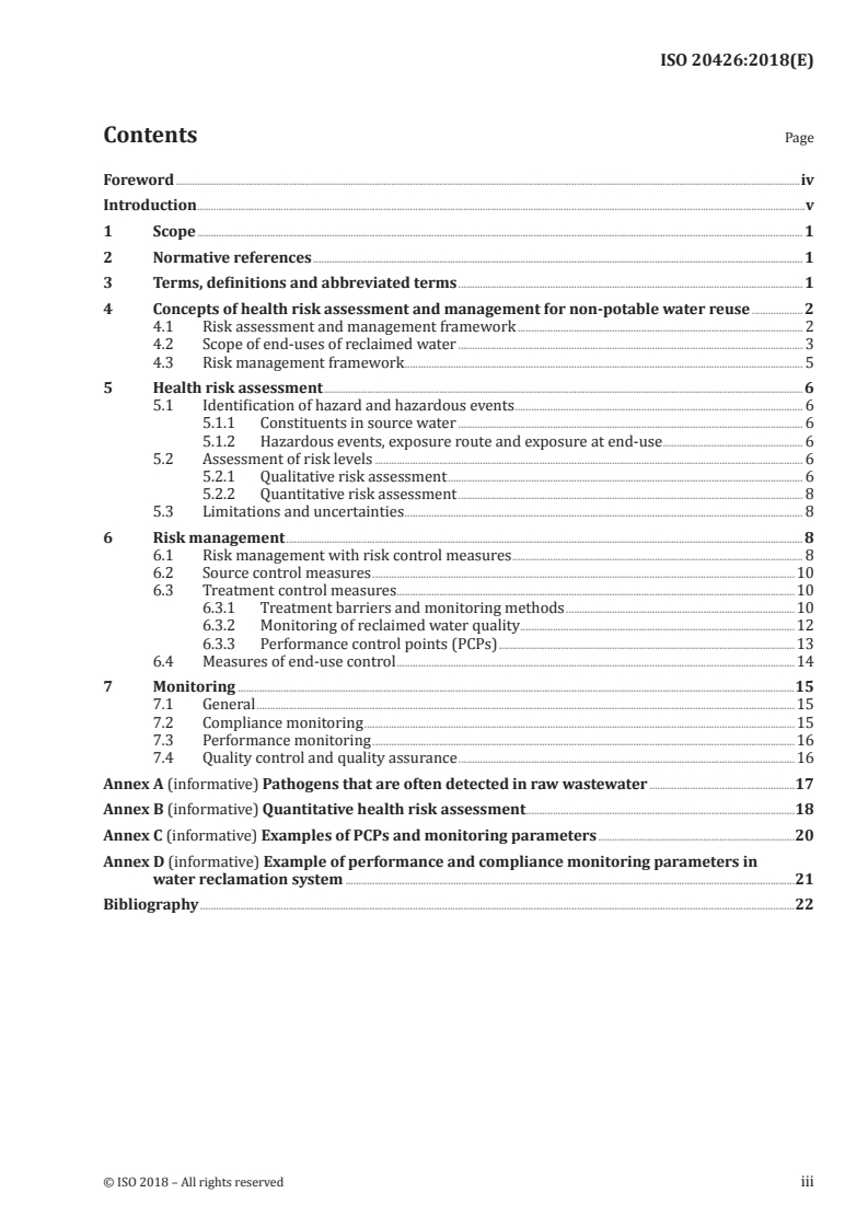 ISO 20426:2018 ISO 20426:2018 - Guidelines for health risk assessment and management for non-potable water reuse/31/2018 - Page 3 preview
