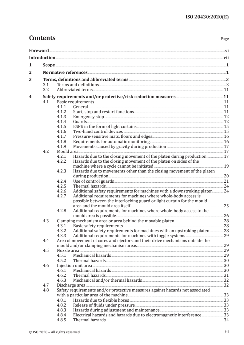 ISO 20430:2020 ISO 20430:2020 - Plastics and rubber machines — Injection moulding machines — Safety requirements/22/2020 - Page 3 preview