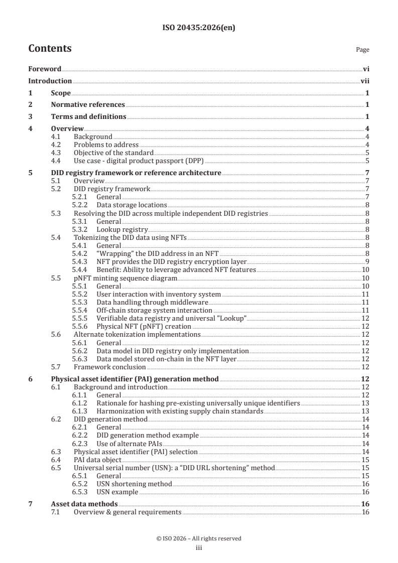 ISO 20435:2026 ISO 20435:2026 - Framework for representing physical assets using tokens - Page 3 preview