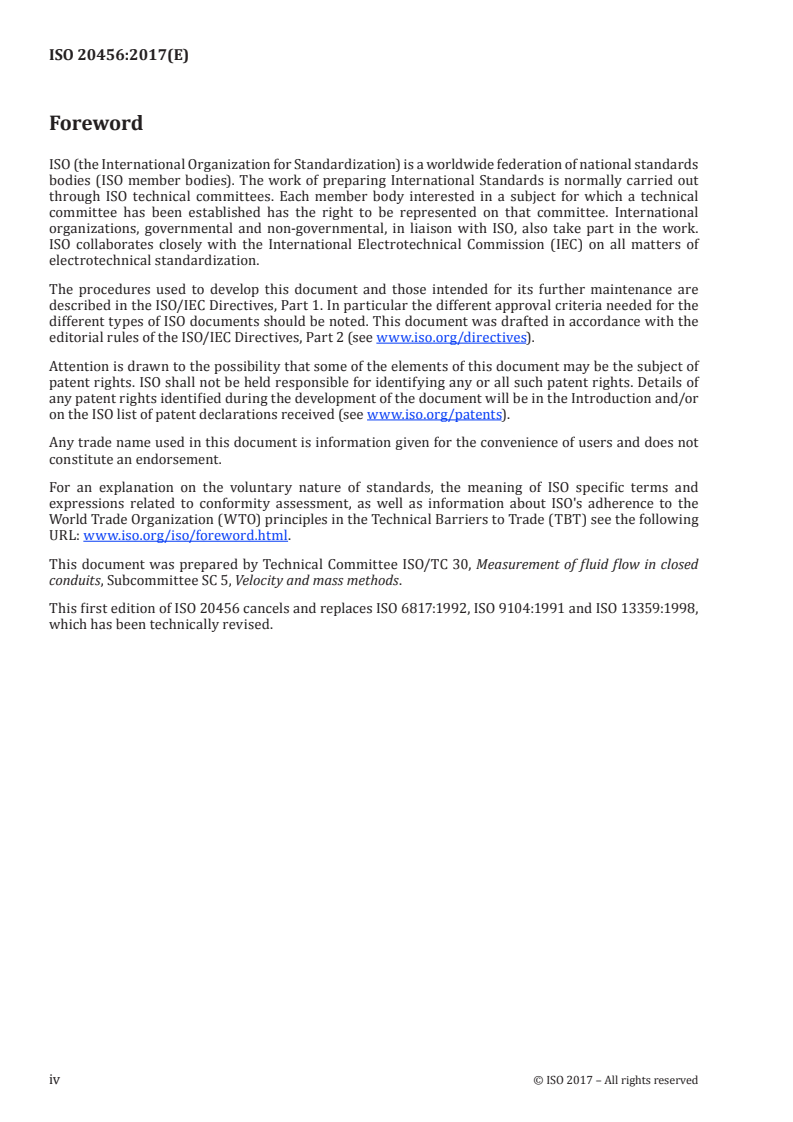 ISO 20456:2017 ISO 20456:2017 - Measurement of fluid flow in closed conduits — Guidance for the use of electromagnetic flowmeters for conductive liquids/15/2017 - Page 4 preview