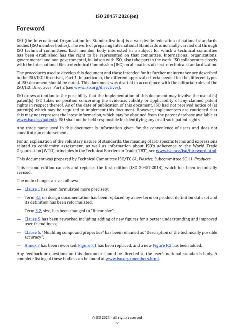 ISO 20457:2026 ISO 20457:2026 - Plastics moulded parts — Tolerances and acceptance conditions - Page 4 preview