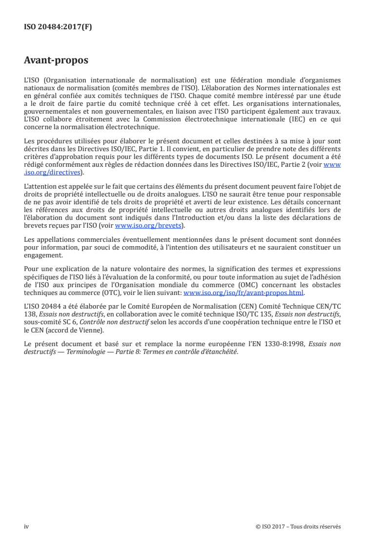 ISO 20484:2017 ISO 20484:2017 - Essais non-destructifs — Contrôle d'étanchéité — Vocabulaire/22/2017 - Page 4 preview