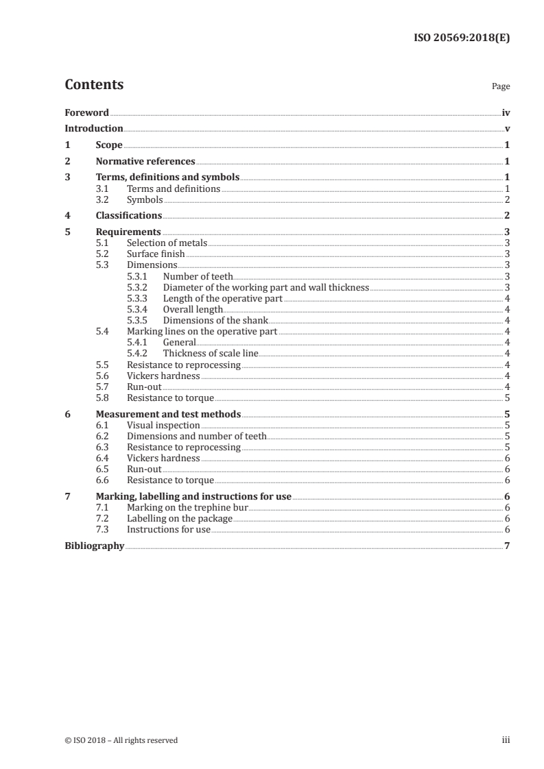ISO 20569:2018 ISO 20569:2018 - Dentistry — Trephine burs/18/2018 - Page 3 preview