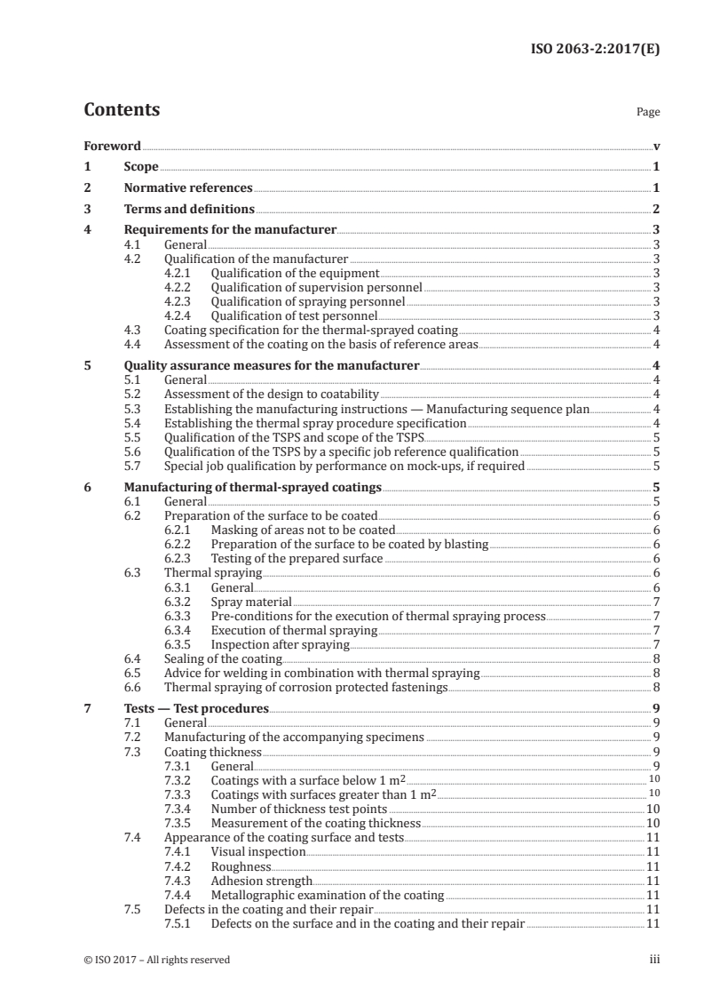 ISO 2063-2:2017 ISO 2063-2:2017 - Thermal spraying — Zinc, aluminium and their alloys — Part 2: Execution of corrosion protection systems/13/2017 - Page 3 preview