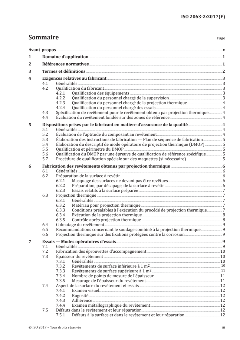 ISO 2063-2:2017 ISO 2063-2:2017 - Projection thermique — Zinc, aluminium et alliages de ces métaux — Partie 2: Exécution des système de protection contre la corrosion/25/2018 - Page 3 preview