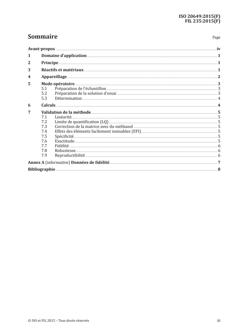 ISO 20649:2015 ISO 20649:2015 - Formules infantiles et produits nutritionnels pour adultes — Détermination de la teneur en chrome, sélénium et molybdène — Spectrométrie de masse avec plasma à couplage inductif (ICP-SM)/9/2015 - Page 3 preview