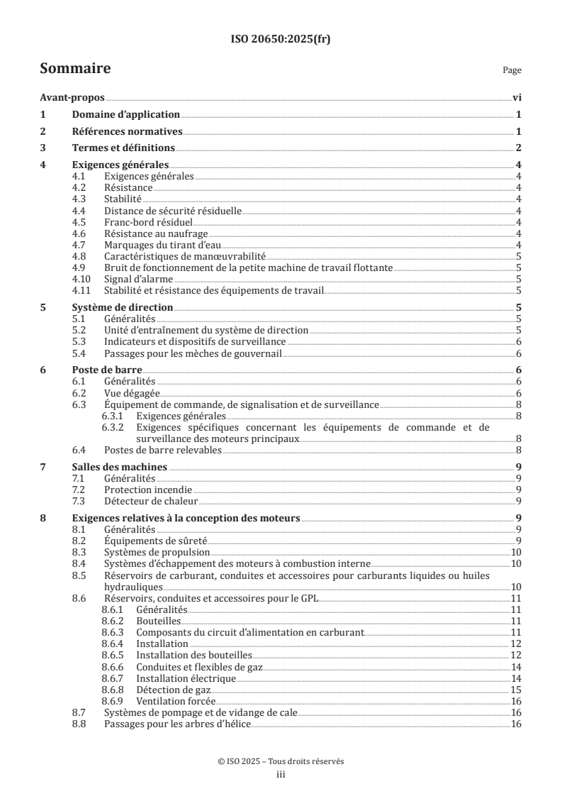 ISO 20650:2025 ISO 20650:2025 - Bateaux de navigation intérieure — Petites machines de travail flottantes — Exigences et méthodes d’essai - Page 3 preview