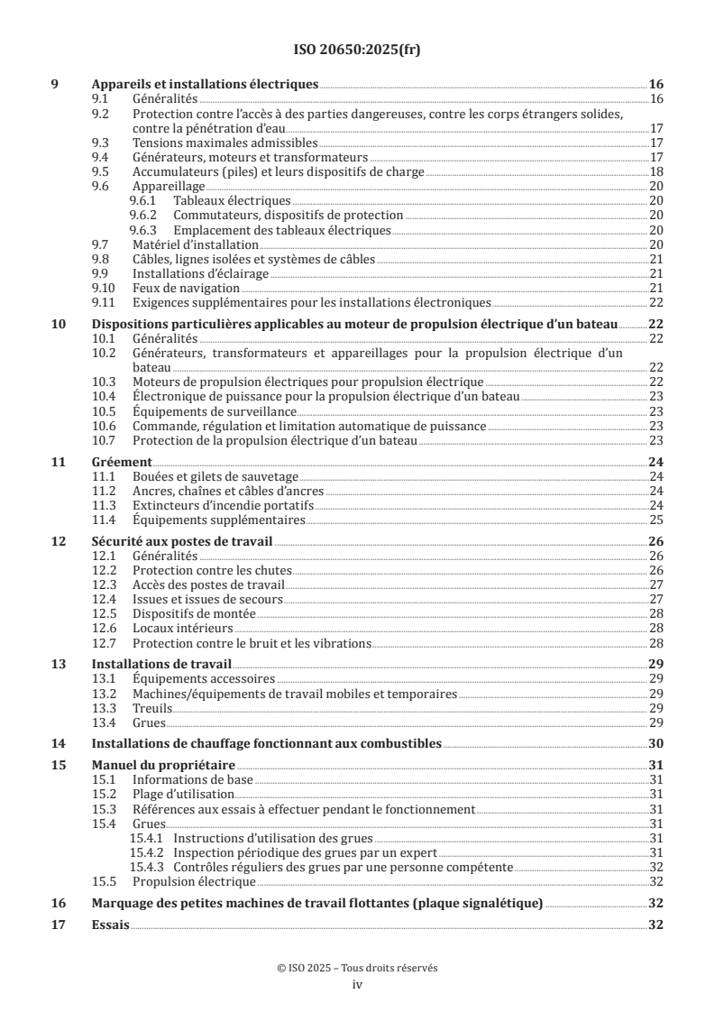 ISO 20650:2025 ISO 20650:2025 - Bateaux de navigation intérieure — Petites machines de travail flottantes — Exigences et méthodes d’essai - Page 4 preview