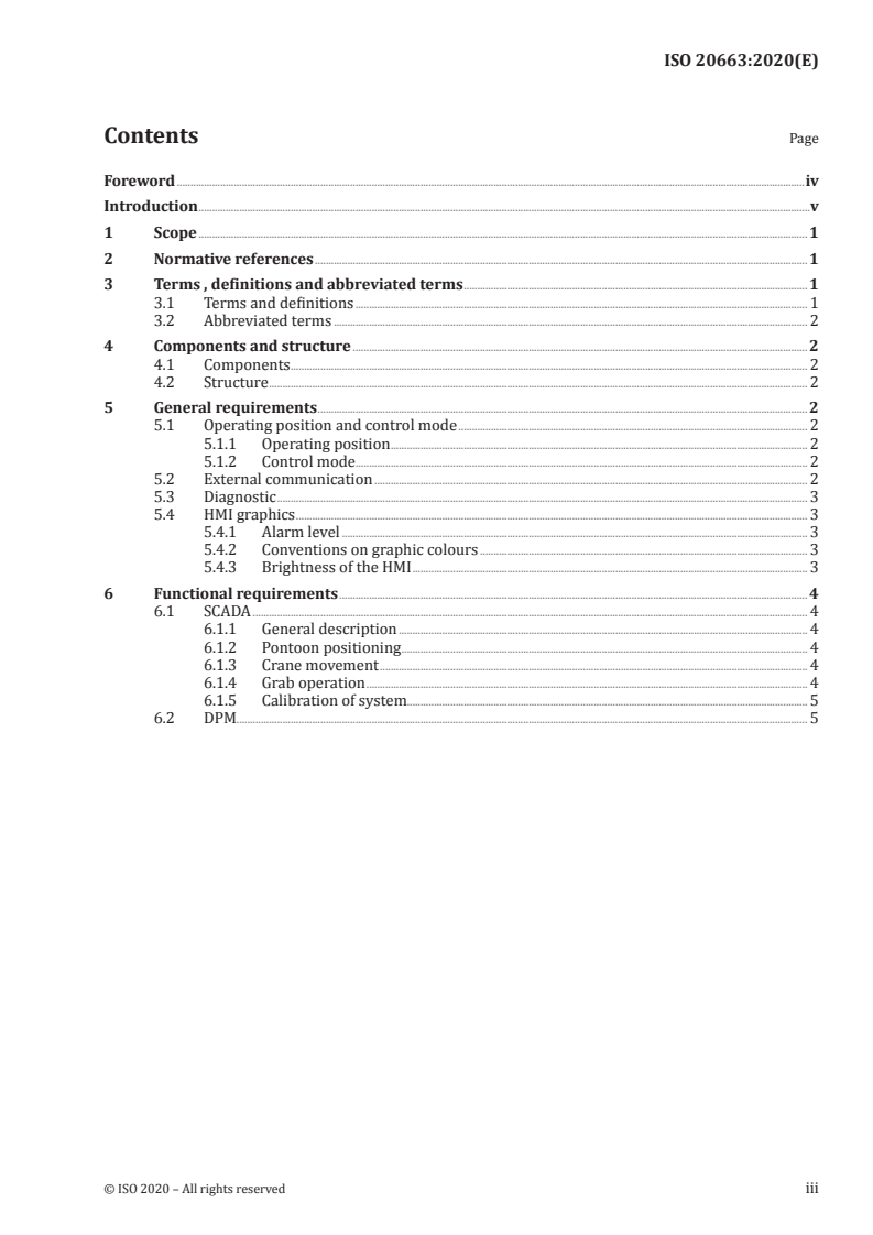 ISO 20663:2020 ISO 20663:2020 - Ships and marine technology — Grab dredger supervisory and control systems/6/2020 - Page 3 preview
