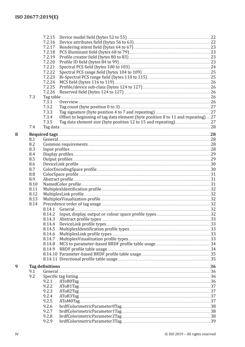 ISO 20677:2019 ISO 20677:2019 - Image technology colour management — Extensions to architecture, profile format and data structure/13/2019 - Page 4 preview