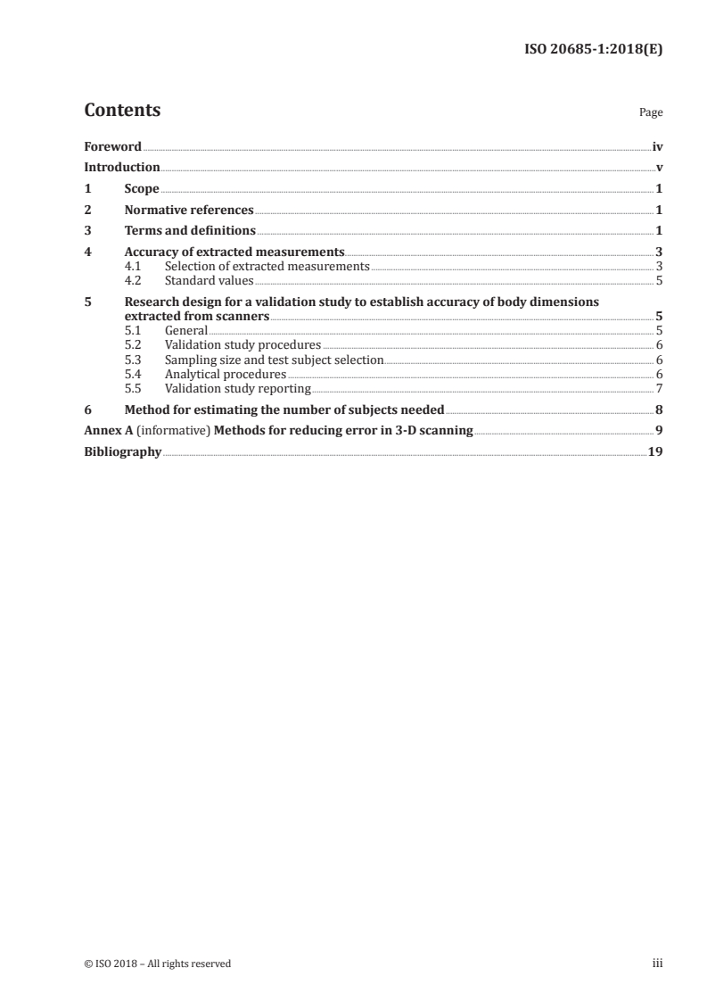 ISO 20685-1:2018 ISO 20685-1:2018 - 3-D scanning methodologies for internationally compatible anthropometric databases — Part 1: Evaluation protocol for body dimensions extracted from 3-D body scans/31/2018 - Page 3 preview