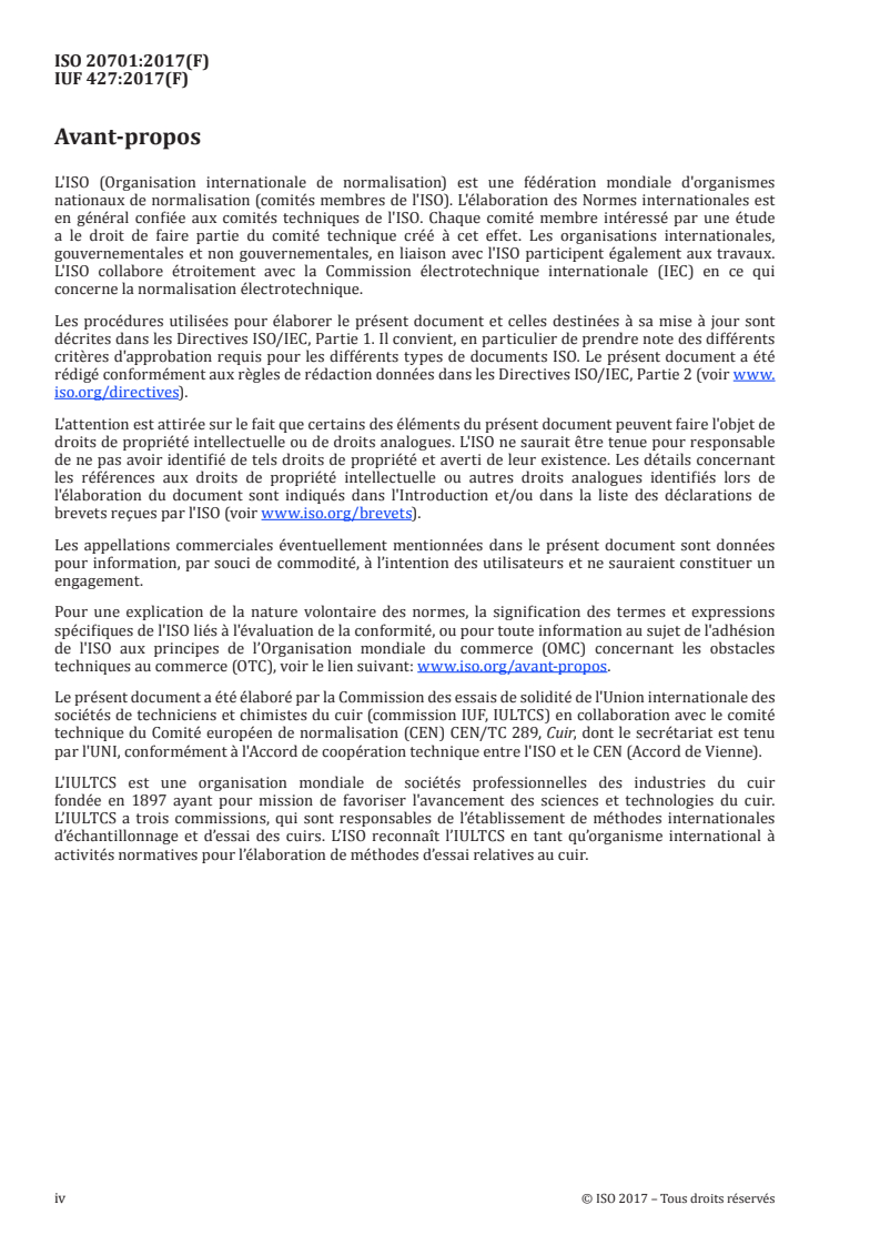 ISO 20701:2017 ISO 20701:2017 - Cuir — Essais de solidité des coloris — Solidité des coloris à la salive/14/2017 - Page 4 preview
