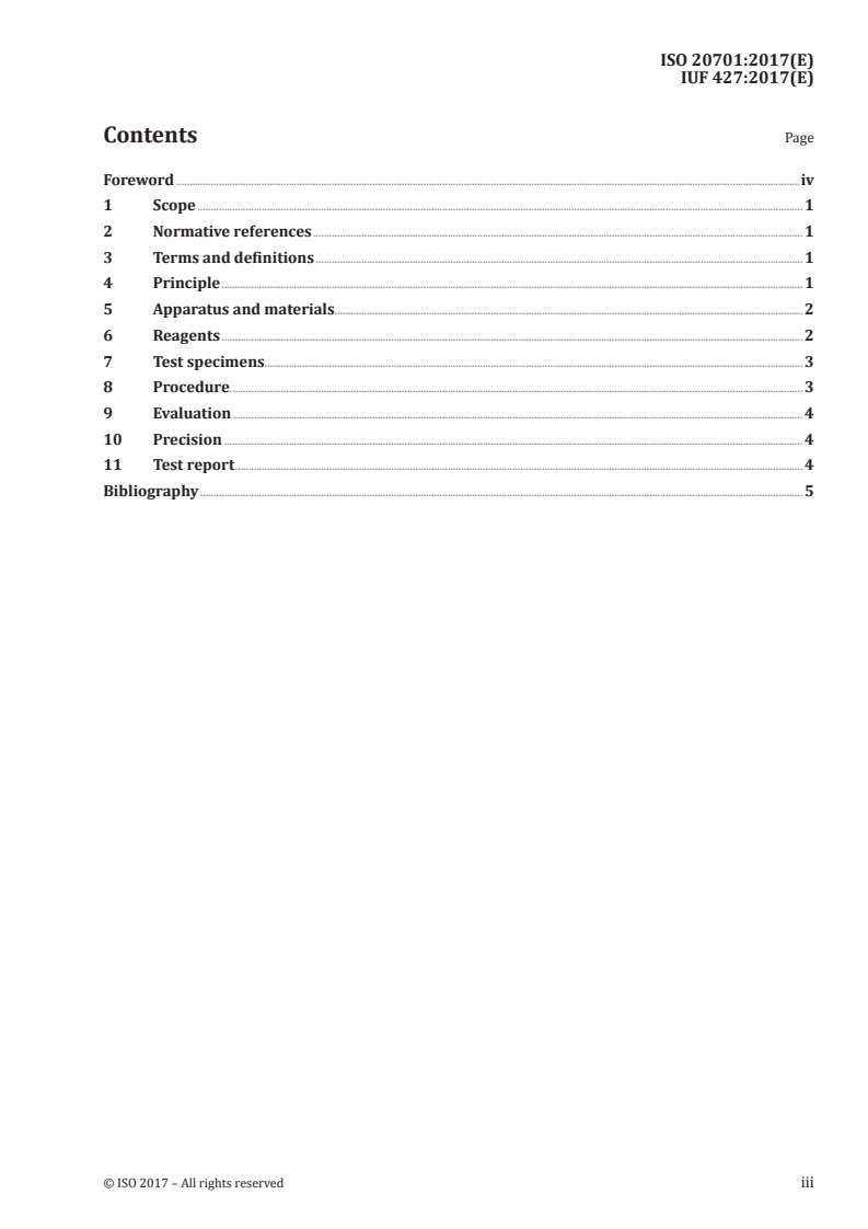 ISO 20701:2017 ISO 20701:2017 - Leather — Tests for colour fastness — Colour fastness to saliva/14/2017 - Page 3 preview