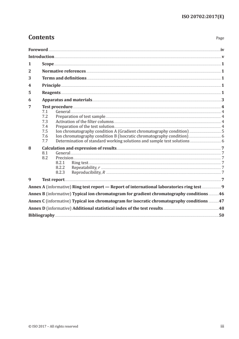 ISO 20702:2017 ISO 20702:2017 - Fertilizers and soil conditioners — Determination of microamounts of inorganic anions in fertilizers by ion chromatography/8/2017 - Page 3 preview