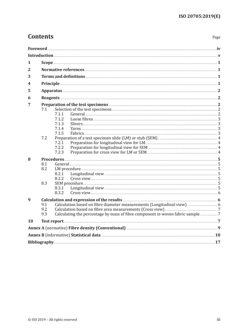 ISO 20705:2019 ISO 20705:2019 - Textiles — Quantitative microscopical analysis — General principles of testing/18/2019 - Page 3 preview