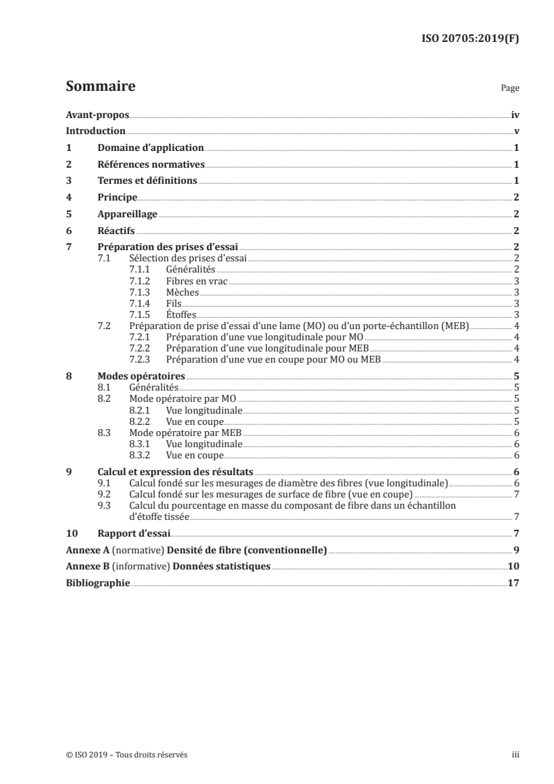 ISO 20705:2019 ISO 20705:2019 - Textiles — Analyse quantitative par microscopie — Principes généraux des essais/18/2019 - Page 3 preview