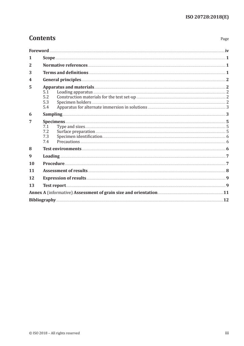 ISO 20728:2018 ISO 20728:2018 - Corrosion of metal and alloys — Determination of resistance of magnesium alloys to stress corrosion cracking/5/2018 - Page 3 preview