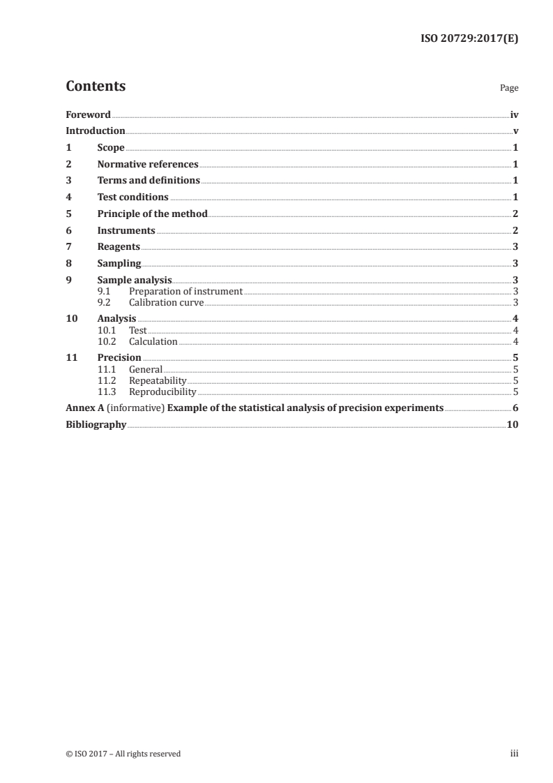 ISO 20729:2017 ISO 20729:2017 - Natural gas — Determination of sulfur compounds — Determination of total sulfur content by ultraviolet fluorescence method/27/2017 - Page 3 preview