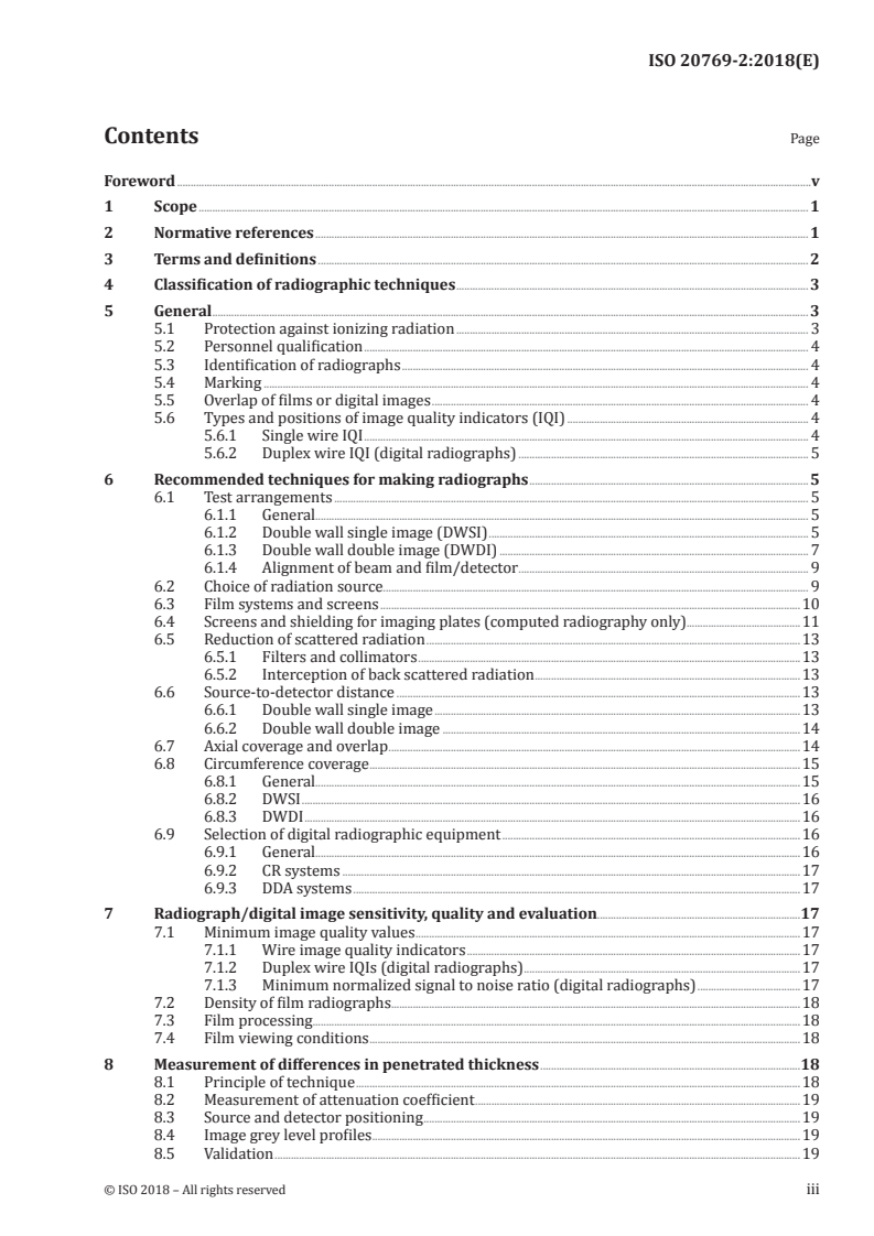 ISO 20769-2:2018 ISO 20769-2:2018 - Non-destructive testing — Radiographic inspection of corrosion and deposits in pipes by X- and gamma rays — Part 2: Double wall radiographic inspection/21/2018 - Page 3 preview